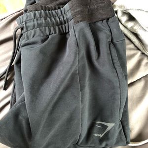 BLACK MENS GYMSHARK JOGGERS MEDIUM ATHLETIC